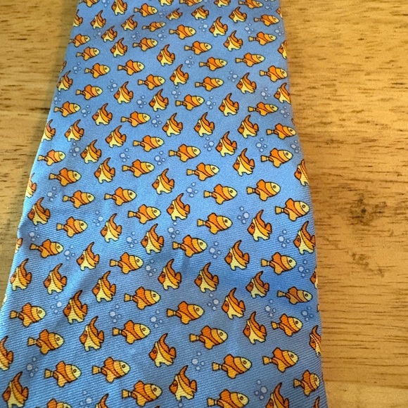 Blue and Orange Patterned Men's Tie - Picture 2 of 4